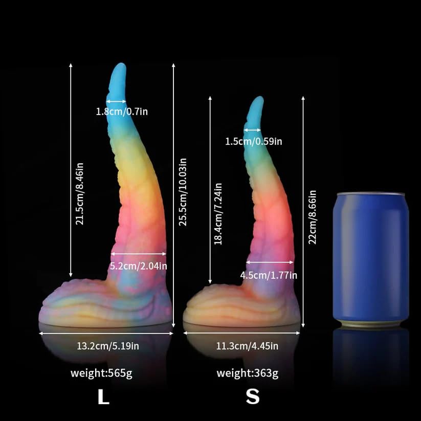 Fantasy Tentacle Dildo with Suction Cup, Soft Silicone Adult Sex Toys, Rainbow Glow in the Dark Dildo for Women, Flexible & Comfortable for Solo Play or Couples Adventure (): Small