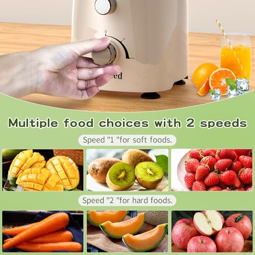 Extracteur de jus Vospeed, presse-fruits et légumes de 1400 watts avec goulotte d'alimentation de 3,5 pouces et pot à jus de 1,2 litre, sans BPA, facile à nettoyer (Blanc) – Image 6
