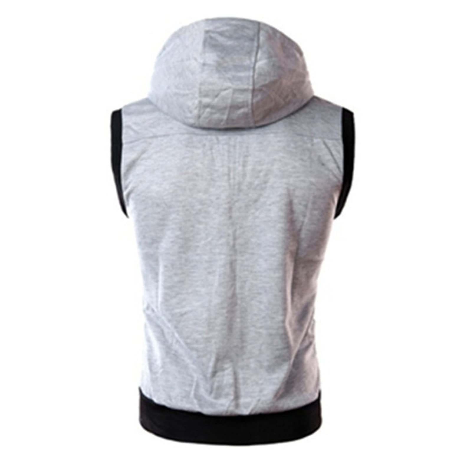 Maiyifu-GJ Men's Slim Fit Zip Up Vest Workout Sleeveless Zipper Hooded Sweatshirt Casual Lightweight Gym Tank Top Hoodies (Light Grey,3X-Large)
