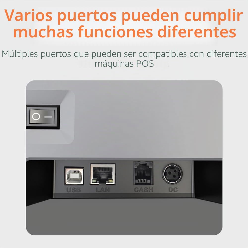 Bisofice Impresora de recibos de 80 mm, Impresora térmica de recibos con conexión USB+LAN, Impresora Ticket de caja compatible con Command ESC/POS para restaurantes, supermercados, comercio