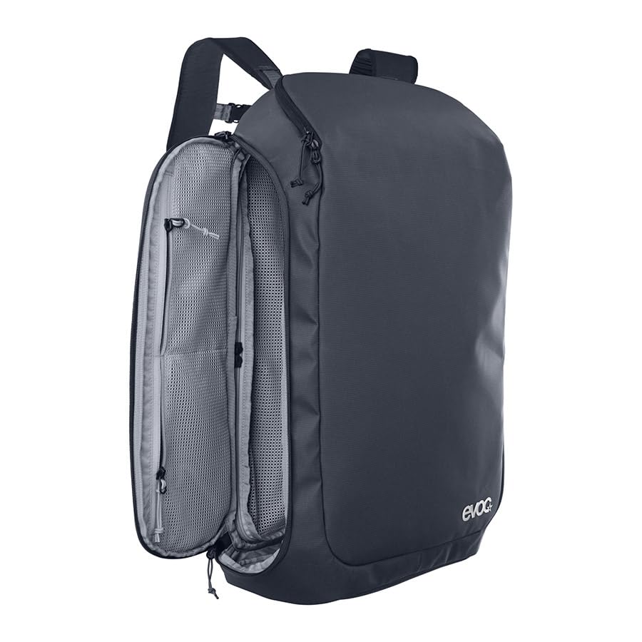 EVOC Athlete Mochila para ciclismo y viaje - Ligero gris carbono/negro - Mochila convertible, bolsillos de acceso rápido y correa de carro de 30 l