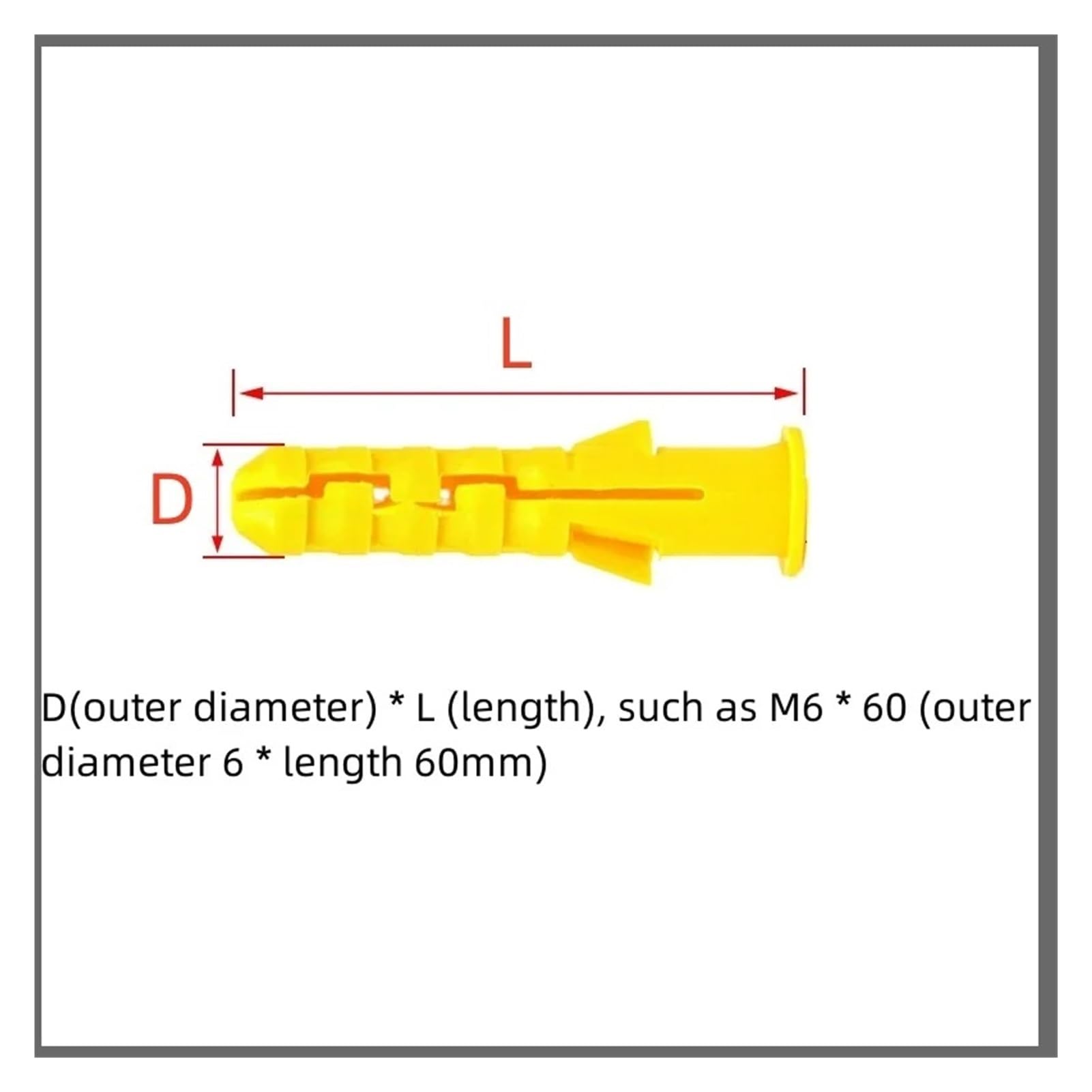 Tornillos de expansión de plástico Tacos de pared anclaje plástico con tornillos expansión M6 M8 M10 30-100 mm Paquete 100 piezas(80mm,M6-50pcs)