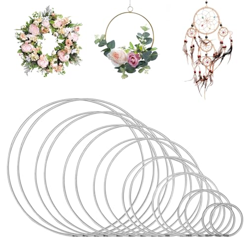16 Pièces Cercle Metal en Fer,Anneaux de Cerceaux Floraux Couronne,Anneau Metal Attrape Reve...