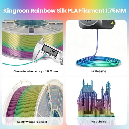 Image of Kingroon Rainbow Silk PLA 4KG PLA Filament Bundle 1.75MM 3D Printing Filament Color Changing Filament Dimensional Accuracy ±0.02mm,Fit Most 3D Printer