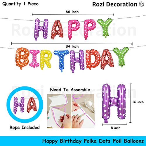 Image of Rozi Decoration Multicolor Birthday Decoration Items Set of 51 Pcs Polka Dot Balloons for Birthday Parties Decorations | Adult Birthday Decoration Items | Happy Birthday Foil Balloons