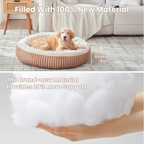 Image of 36 inches Donut Dog Bed for Large Dogs - Calming Round Pet Bed with Removable Cover,Washable Milk Plush Faux Fur, Fits Pets up to 80 lbs(Mocha,Large)