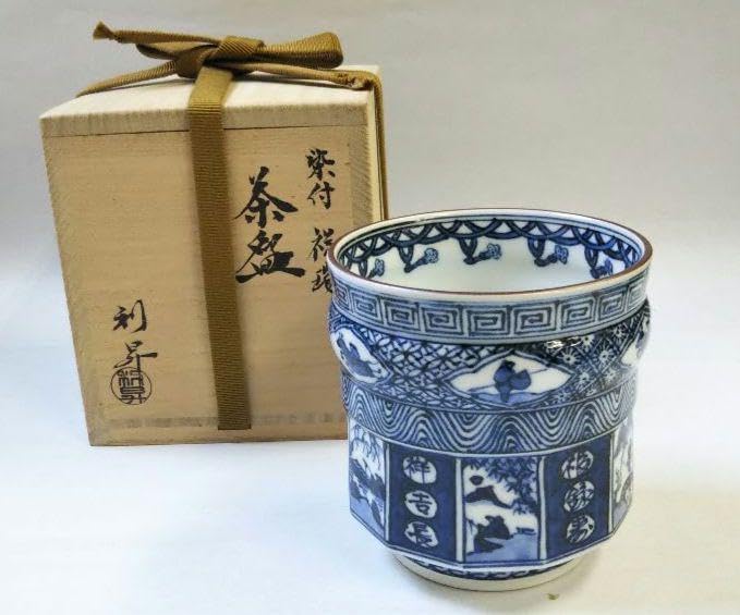 茶道具 茶碗 筒茶碗 染付 祥瑞 京焼 清水焼 加藤利昇 共箱 茶道具 茶碗 筒茶碗 染付 祥瑞 京焼 清水焼 加藤利昇 共箱 2025