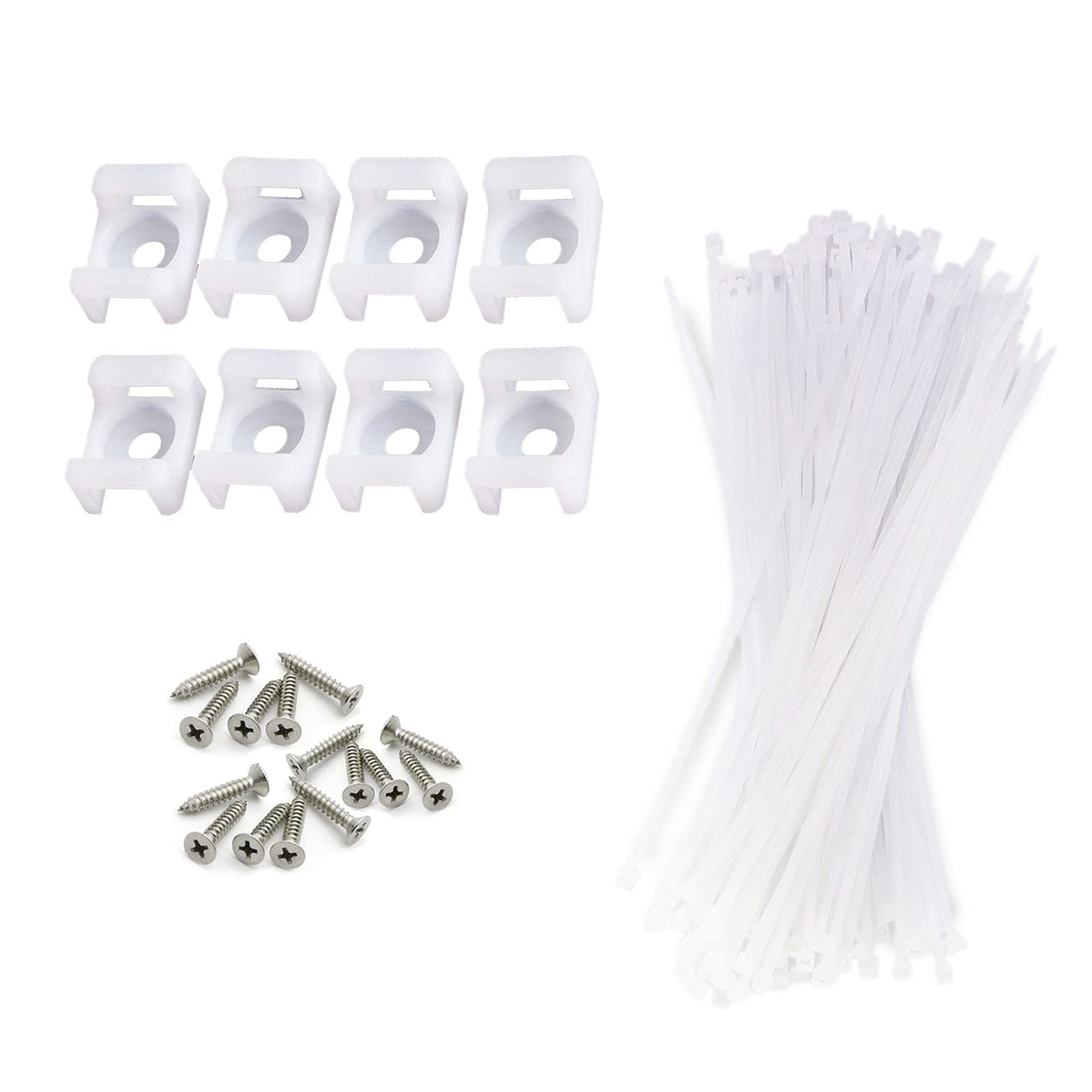YIOVVOM 100 Pack Cable Tie Mount With Screw,100 Pack Saddle Type Zip Ties Holder, High Strength, Black Zip Tie Bases For Wire Management,Electronic Cord Organizer Clip (Small, White)