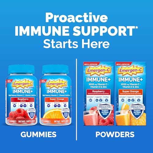 emergen-c immune triple action immune support powder betavia r 1000mg vitamin c b vitamins vitamin d and antioxidants raspberry back to school essentials  30 count