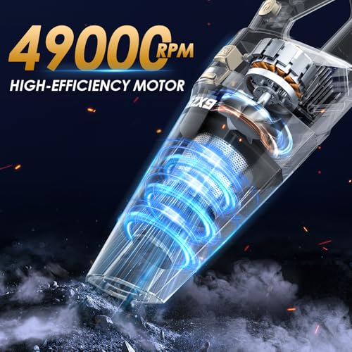 Image of Gxzsk Handheld Vacuum Cordless, 15000PA Strong Suction Hand Held Car Vacuum Cleaner Rechargeable, Portable Hand Vacuum with Multi-Nozzles & Washable Filter for Home Office, Car, Pets
