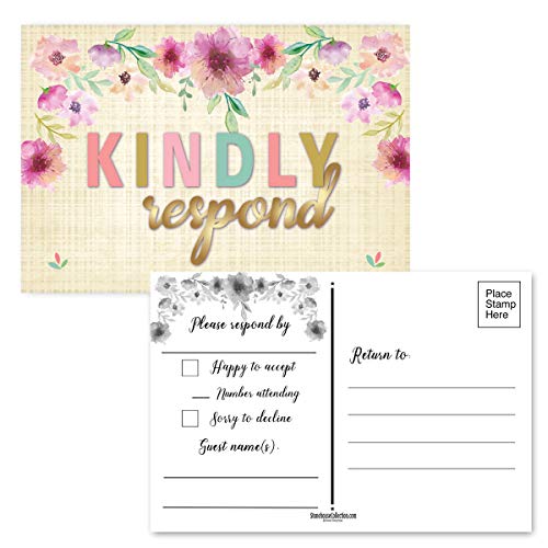 Kindly Respond - 50 Blank RSVP Postcards - Great For Wedding RSVP, Baby Shower, Birthdays, RSVP Reply Cards (Kindly Respond)