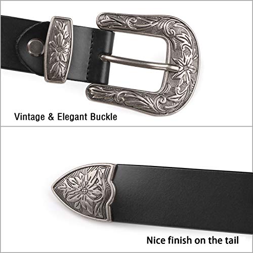 Image of Women's Genuine Leather Vintage Belts for Jeans Pants Dress with Fashion Buckle