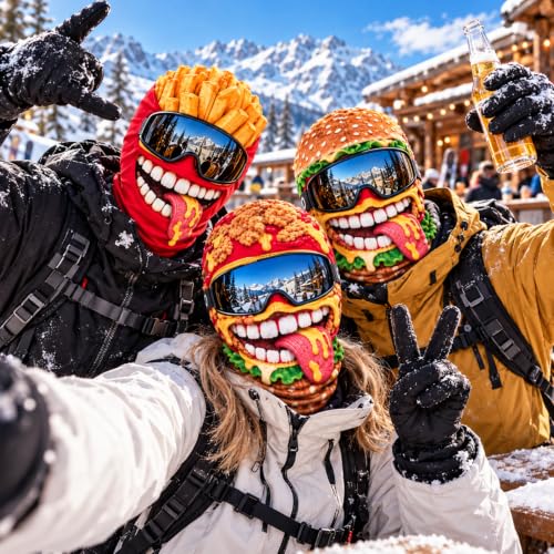 Funny Ski Mask Old Man Hamburger Printed Balaclava Winter Novelty Masks - image 3