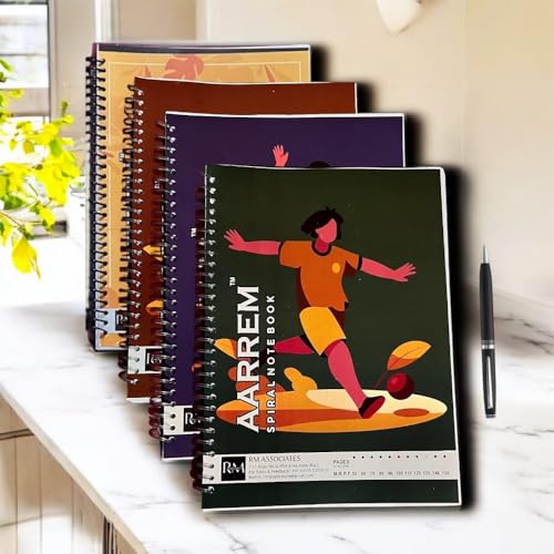 Image of Spiral Notebook, Single Subject - 200 Pages, Unruled, Plain, A4, Long Size Plain Notebooks for School and College Students Pack of 5