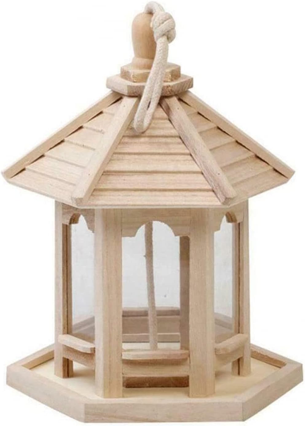 Comedero Para Pájaros, Casa Nido De Pájaros, Mesa Hexagonal De Madera Para Pájaros, Comedero A Prueba De Ardillas De Madera Para Colgar Al Aire Libre, Portátil Para Alimentación De Pájaros Silvestres