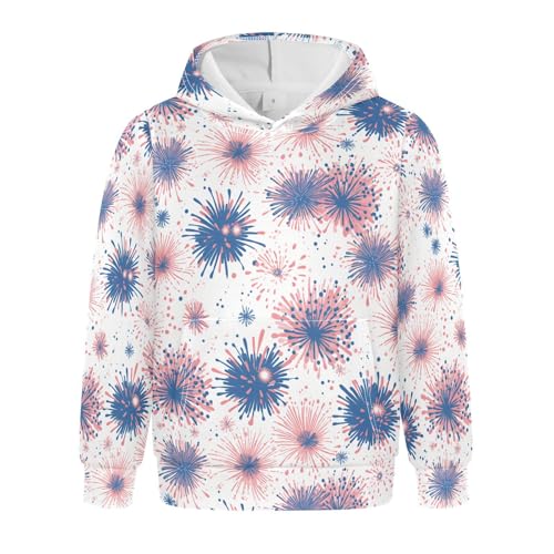 KLL Fireworks Toddlers and Girls' Sweatshirt Fashion Pullover Top Streetwear Kangaroo Pocket