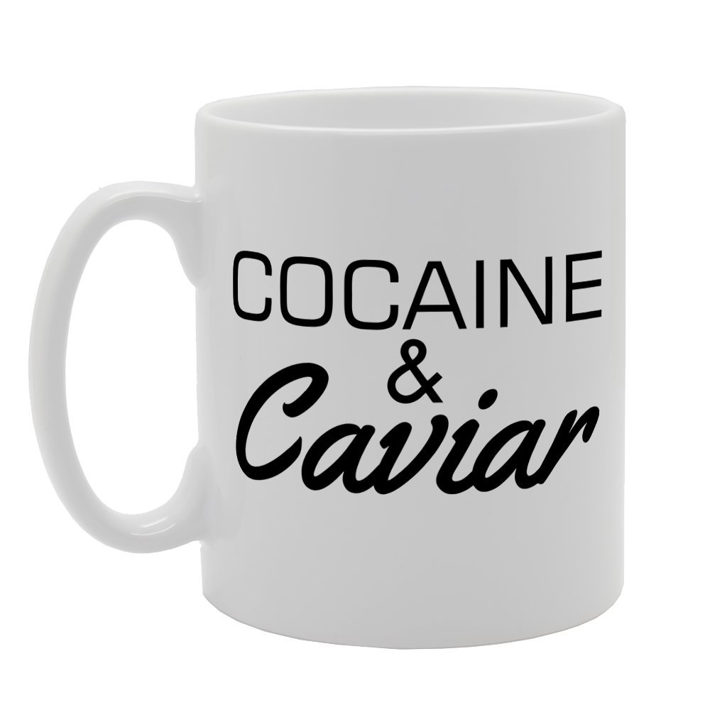 Coralgraph Inc Men's White Mg1428 Cocaine & Caviar Novelty Gift Printed Tea Coffee Ceramic Mug