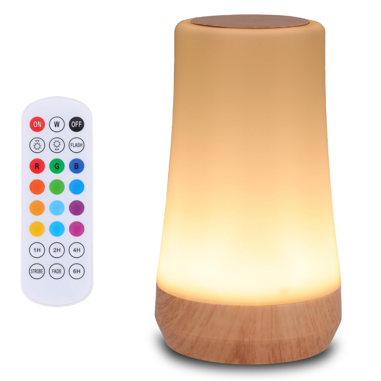 OORUN Touch-Nachttischlampe, 13 RGB-Farben und 5 Helligkeiten, über USB wiederaufladbare Schreibtischlampe, Fernbedienung, dimmbares Licht mit RGB-Farbwechsel, tragbare Lampe für Babys (F9)