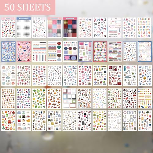 Image of 1900+ PCS Vintage Cute Scrapbook Sticker Book, 50 Sheets Retro & Ins Little Object Theme Korean Stickers for Scrapbooking, Art Scrapbook Supplies for Adults Teens Women Girls Junk Journal Journaling