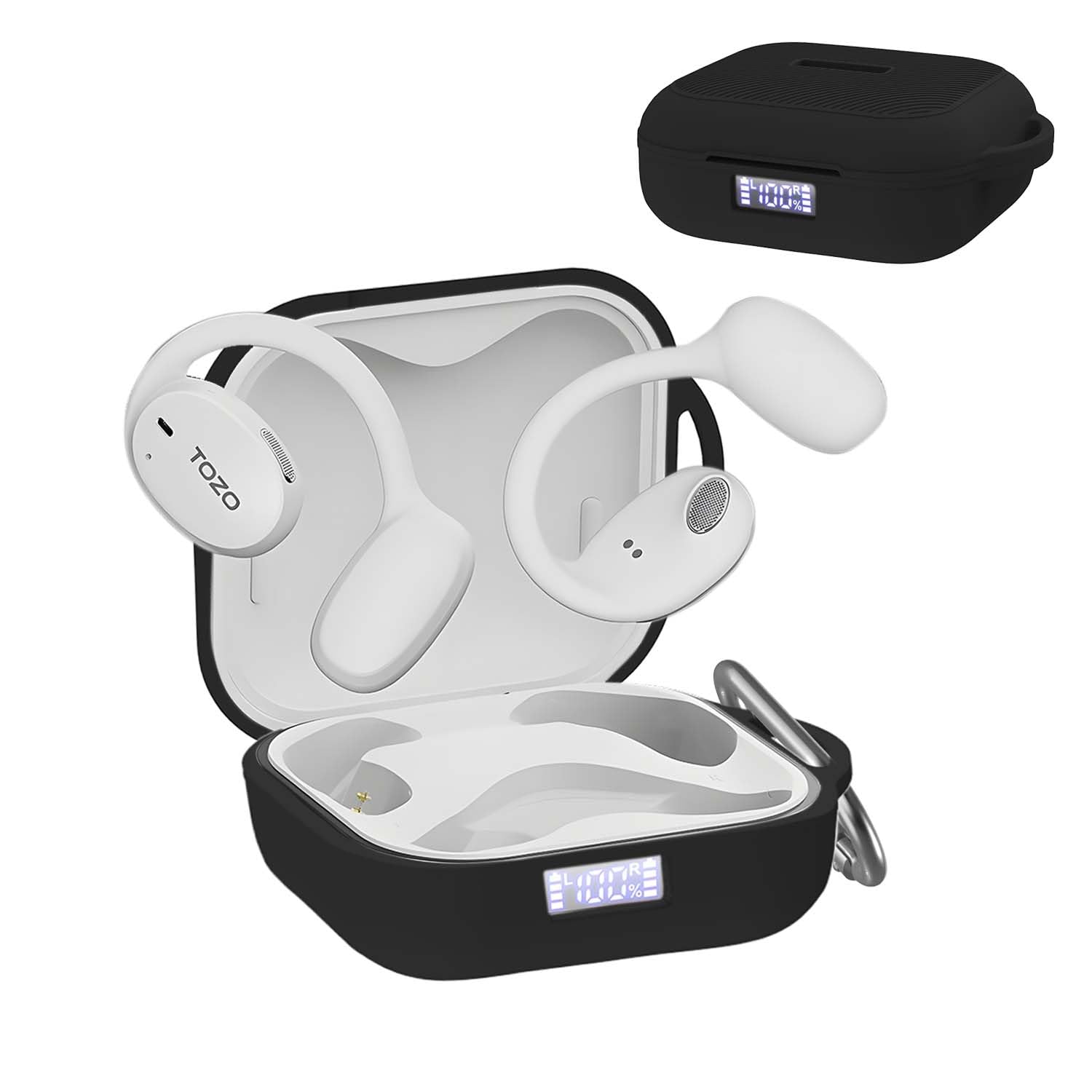 Nimuw [Front LED Visible] Case for TOZO OpenEgo with Keychain, Soft Silicone Shock-Absorbing Protective Visible Logo Cover for TOZO OpenEgo Wireless