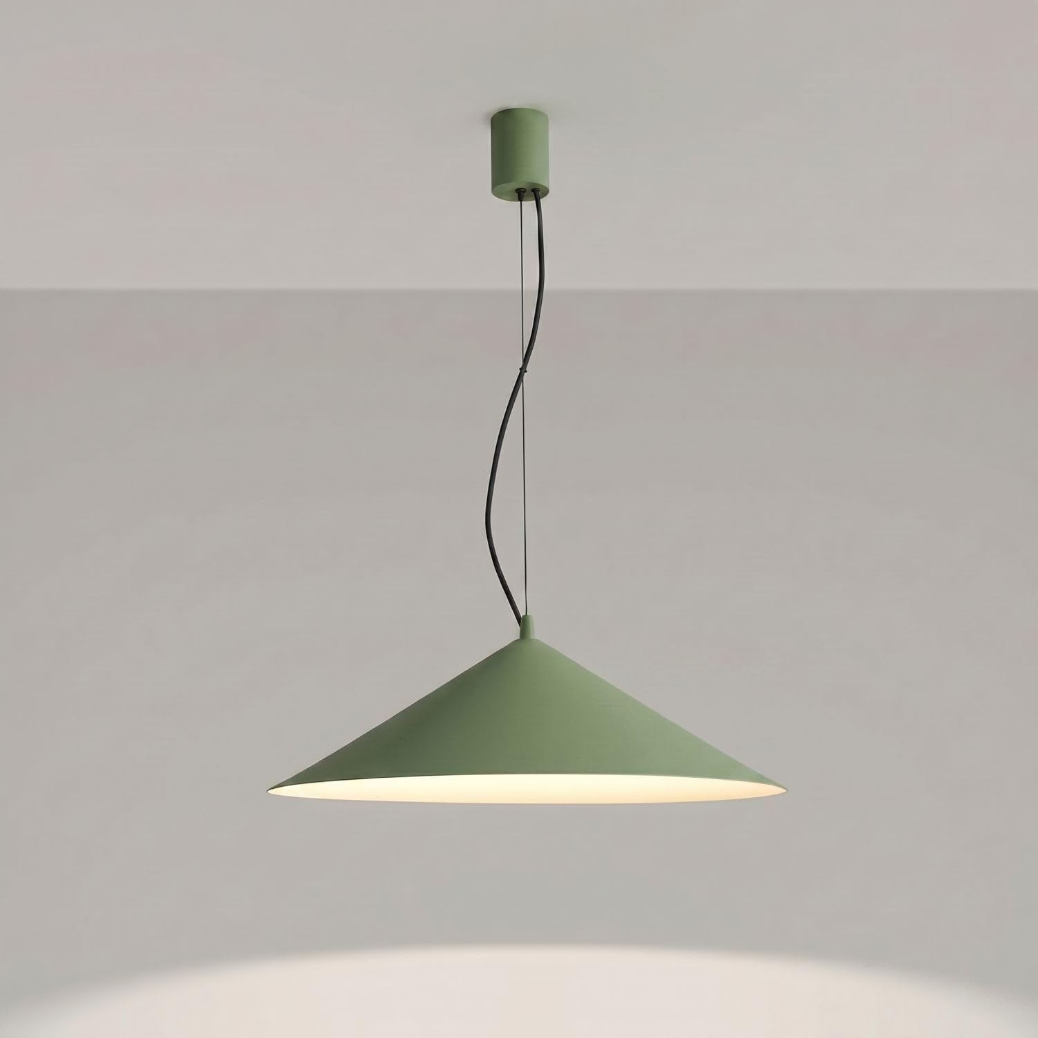 Licht-Erlebnisse LED Hängelampe Esszimmer Olivgrün Stahl 3000 K Wabenstruktur TRIAC dimmbar blendarm Küche Modern stilvoll rund Ø50 cm Pendelleuchte Esstisch