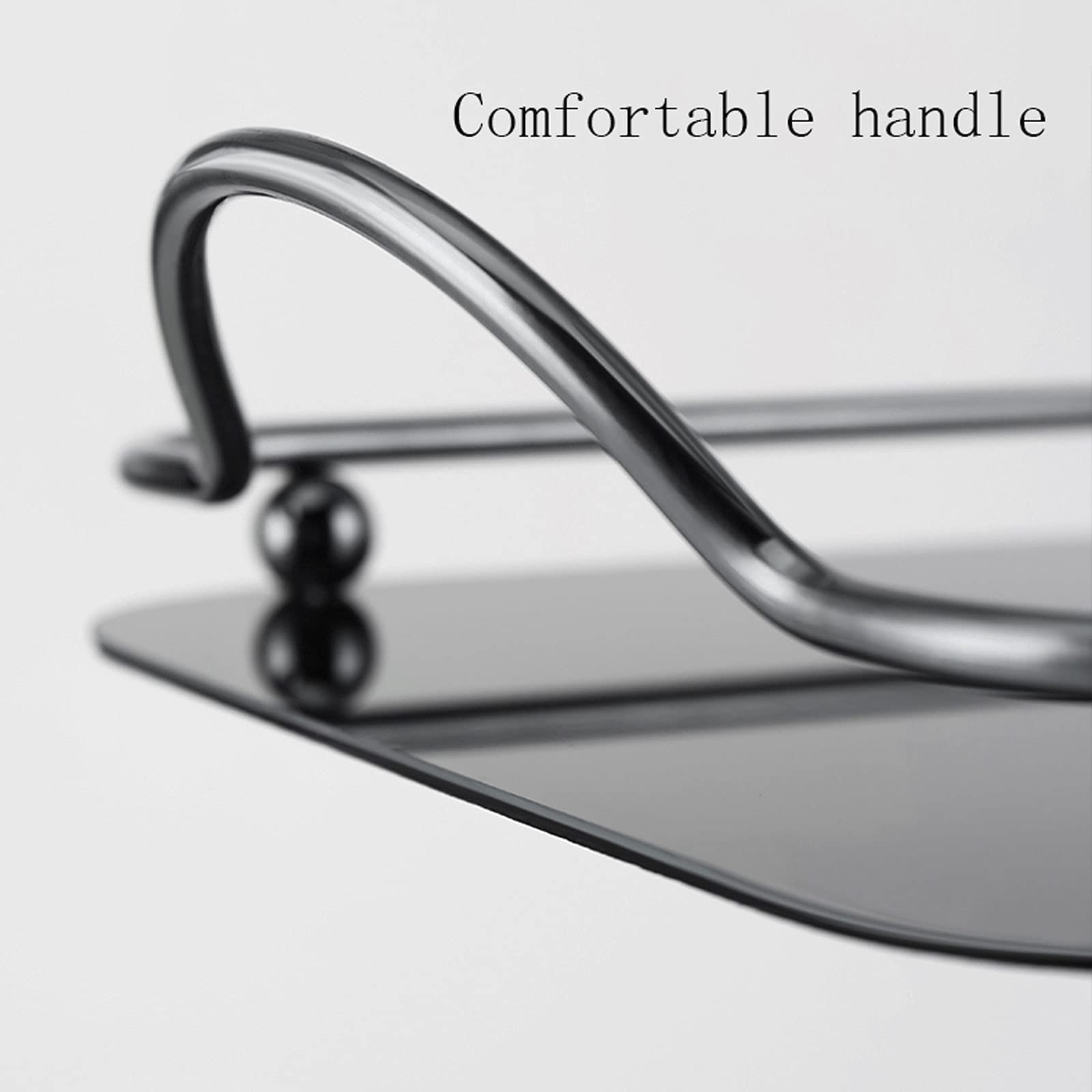 Plateau Miroir Argenté Rétro - 30x20x3 Cm - Pour Bijoux, Parfums, Cosmétiques - Antidérapant