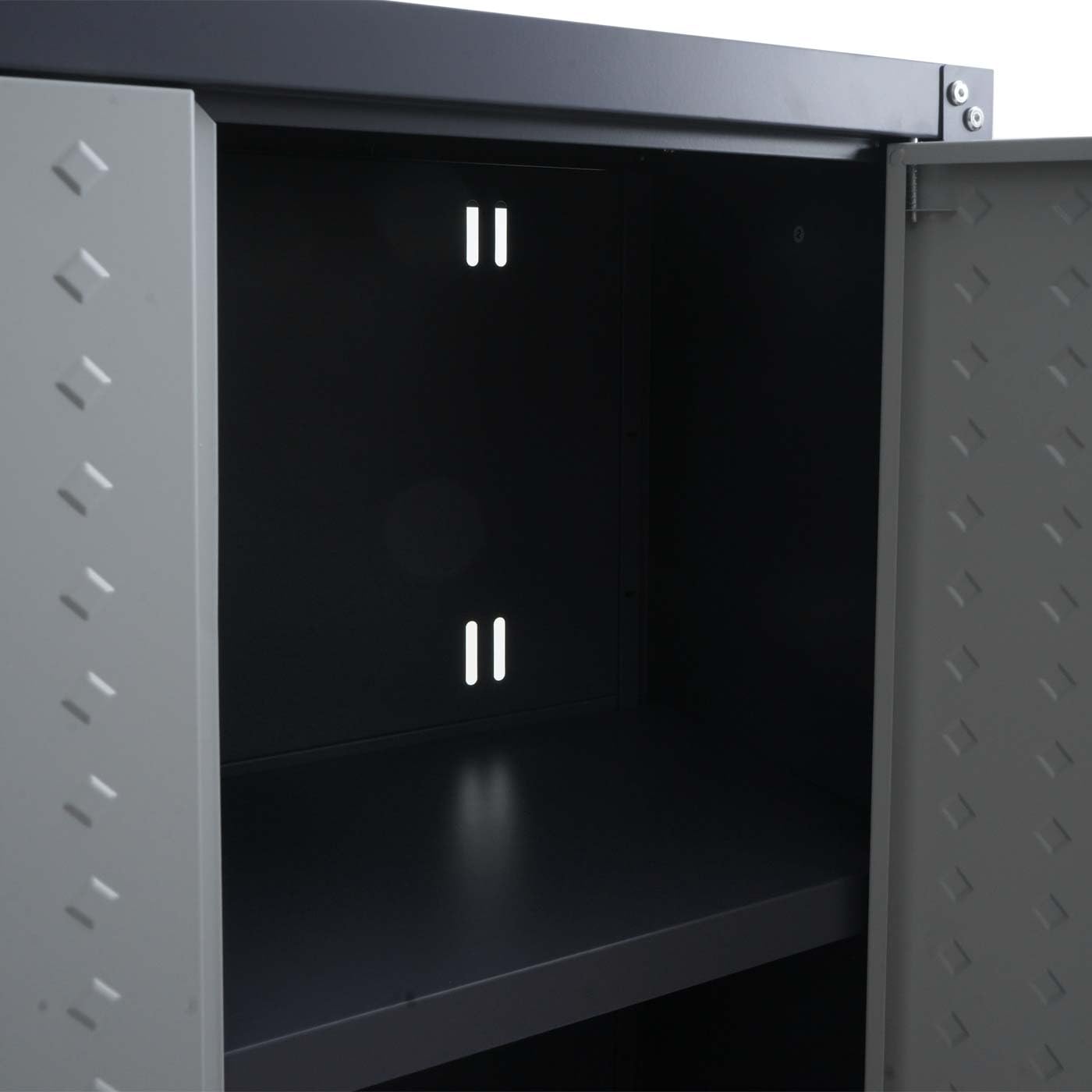 Mendler Armadio pensile HWC-O52, armadietto a muro, garage, con serratura, in acciaio 77x77x31cm - grigio chiaro/grigio scuro