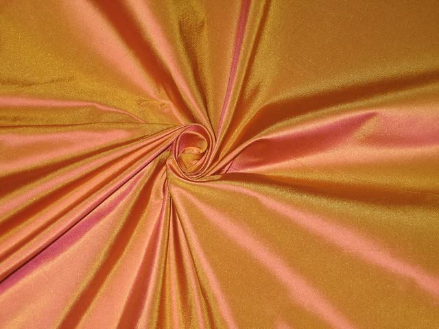 Tissu taffetas soie orange rose de 137cm pour robe de soirée de mariage
