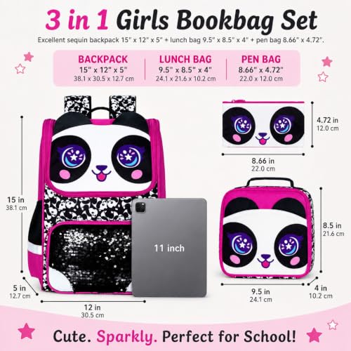 Image of KLFVB 3PCS Backpack for Girls and Boys, 15 inch Unicorn Dinosaur Bookbag with Lunch Box, Kids Preschool School bag