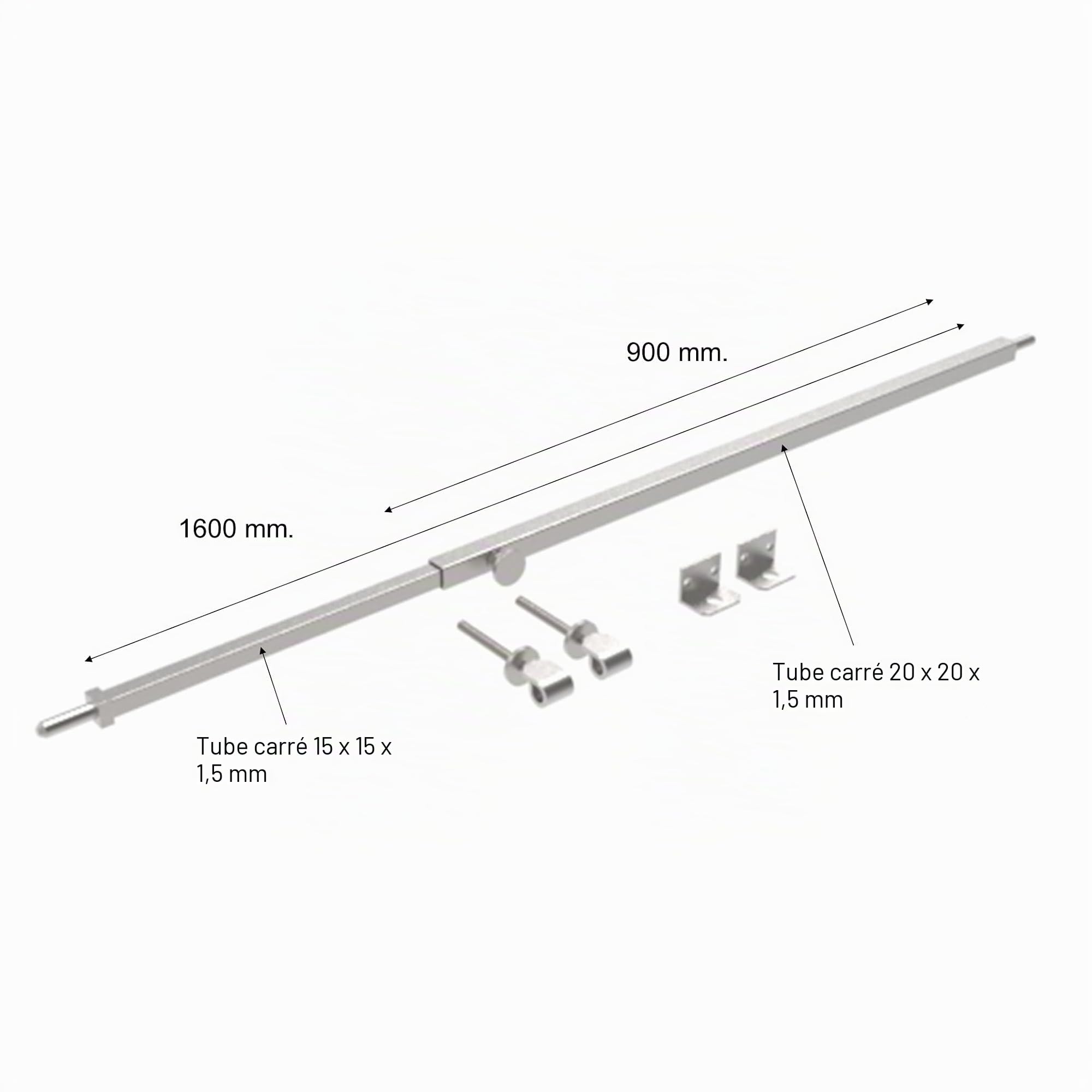 Barre anti-intrusion de sécurité - acier inoxydable 316L - extensible de 900 à 1600 mm - anti-effraction - antivol - pour portes, portails et fenêtres - résistante - haute qualité - DimAccessori