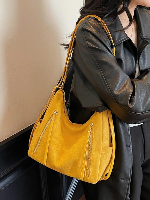 Slouchy Suede Hobo Bags Trendy Underarm Shoulder Bag Underarm Satchels Underarm Satchels Trendy Solid Retro Tote 20252