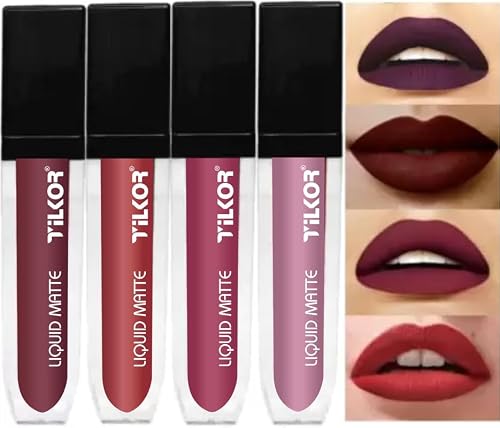 TILKOR Mini Lipstick Nude – Elegant Nude Matte Lipstick with Soft, Smooth Finish, Hydrating Formula for All-Day Comfort – Pack of 4 – Full Coverage