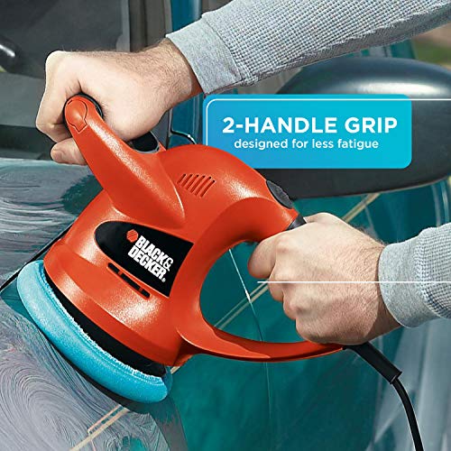 BLACK+DECKER Polisher, 6 inch, 2 Handle Grip, Swappable Wool or Foam Bonnets, 10-foot Chord for Easy Mobility (WP900) - Image 5