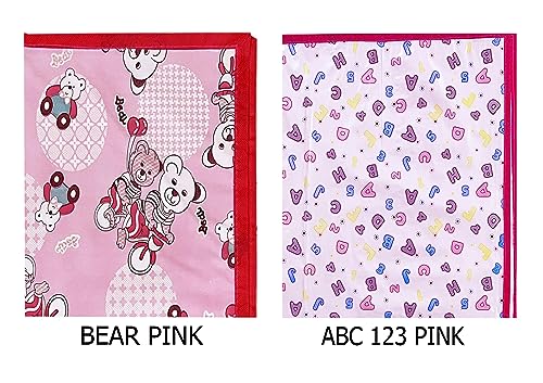 Image of EcoSoft Plastic Sheet,PVC Sheet for Kids,Rubber Sheet for Babies,Bed Wetting Protector(90 x 135 cm) (Pink Bear & Pink ABC123)
