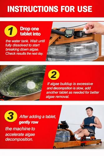 Image of Rowing Machine Water Cleaning Tablets | Universal Water Rowing Machine Tank Cleaner | Safe, Eco-Friendly Formula | 4 Tablets
