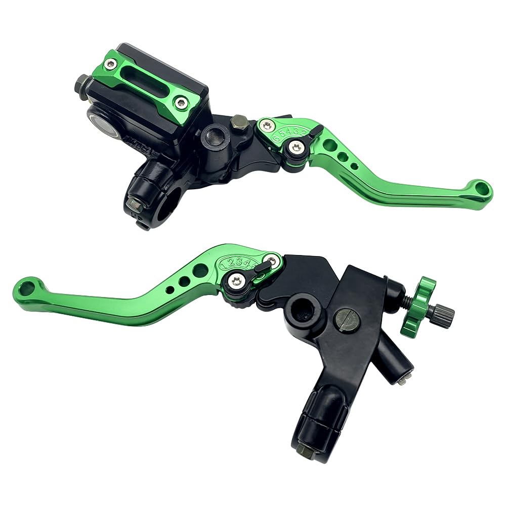 Universal Lenker Hauptbremszylinder Kupplungshebel Set 7/8 Zoll 22 mm kompatibel mit Polaris Yamaha Suzuki Honda Kawasaki Motorrad Grün