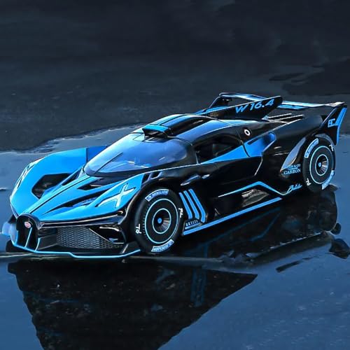 Image of 124 Diecast Metal Toy Car Bugati Bolid Sport Diecast Car for Kids Light Sound Pullback Openable Door