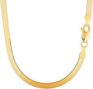 14k Solid Yellow Gold 5.00mm Shiny Imperial Herringbone Chain Necklace or Bracelet for Pendants and Charms with Lobster-Cl...