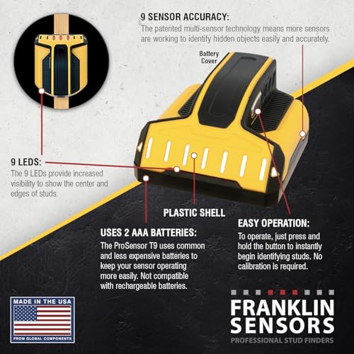 image for Franklin Sensors ProSensor T9 Stud Finder with 8-Sensors, Wood & Metal