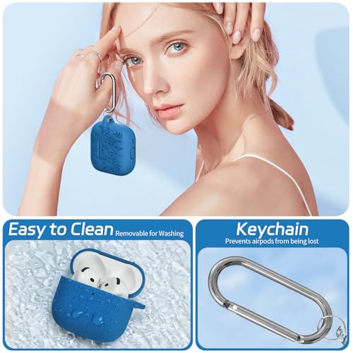 Image of for Airpods 4 Case, Ekoonpft Flower Engraved Cases for Apple AirPods 4th Generation 2024, Soft Silicone Cover for Women Girly with 3-in-1 Cleaner Kit, Keychain, Military Grade Protection