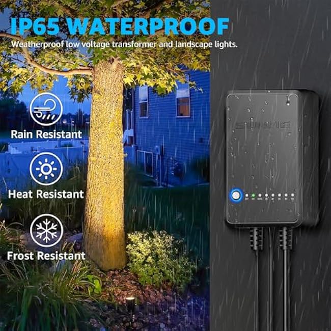 SUNVIE All-in-One LED Landscape Lighting Kit 12-Pack 3000K Low Voltage Landscape Lights