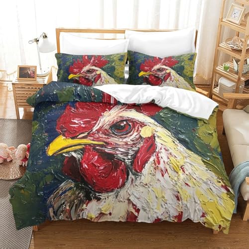 Linge de lit coq expressionniste 3D pour un nid douillet de couple - 3