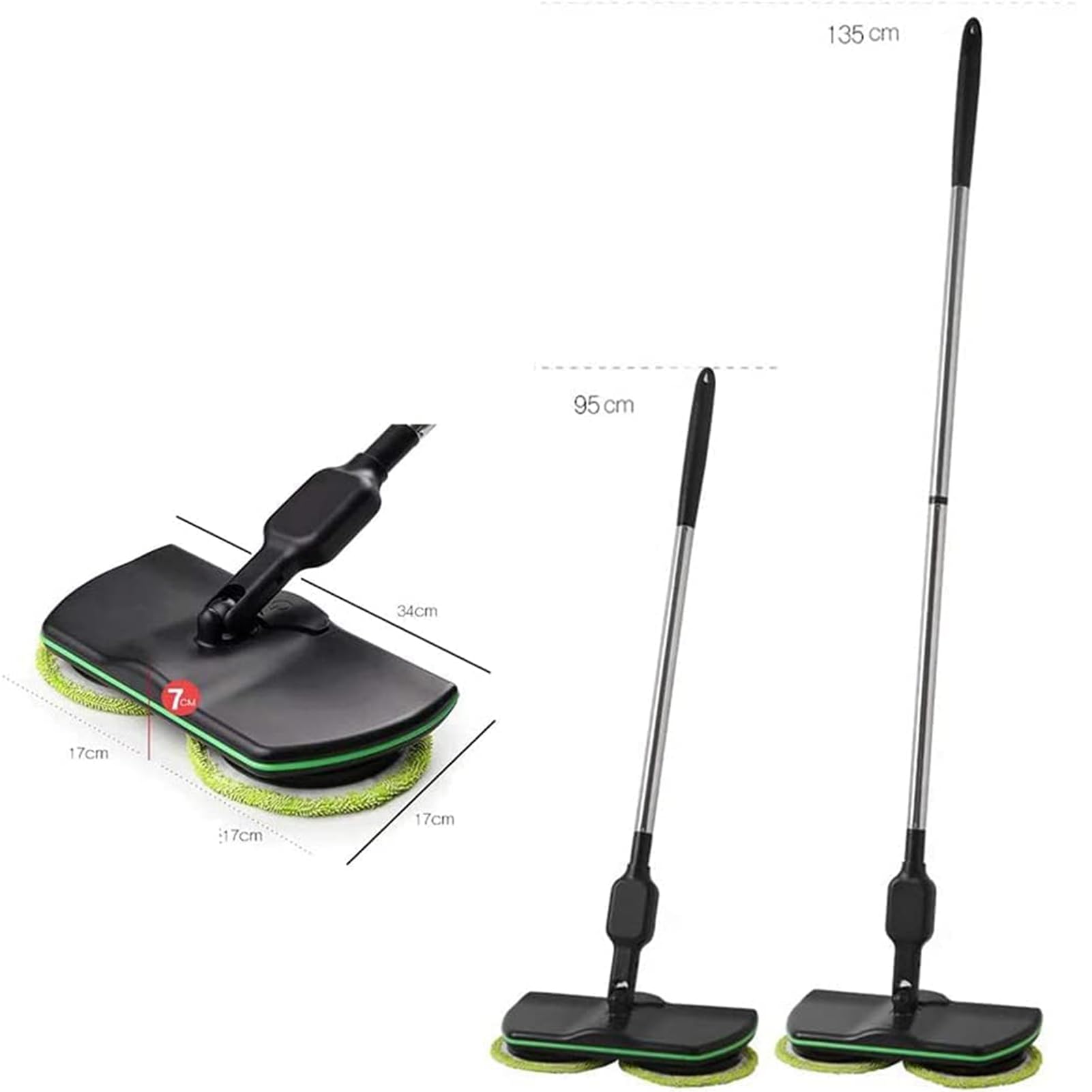 Limpiador de Suelo eléctrico,Trapeador Giratorio sin Cable,Limpiador y pulidor Recargable con 2 Almohadillas Microfibra y 2 Almohadillas Pulido para Cualquier Superficie Dura