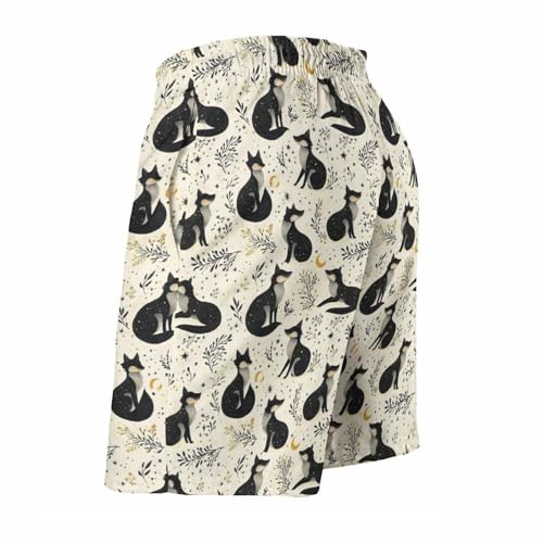 Hawaiian Shorts for Men - Comfy Black Fox Moon Print Mens Swim Trunks Bathing Suits with Mesh Lining4