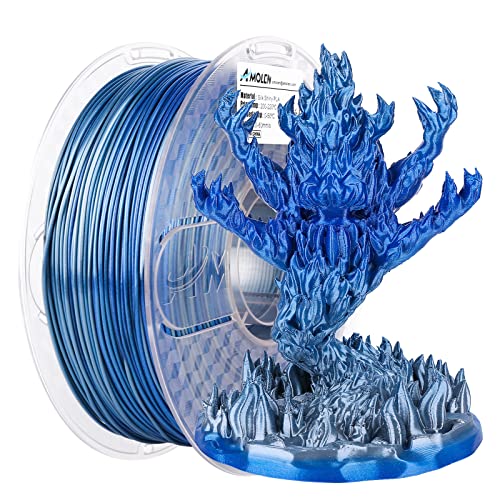 AMOLEN PLA 3D Printer Filament, PLA Filament 1.75mm Silk Shiny Filament Blue Silver Filament, 3D Printing Filament 1KG/2.2lb