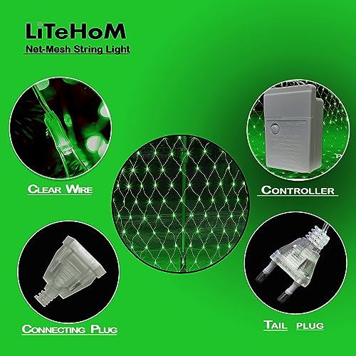 Image of LED Net Mesh String Lights, 9.8Ft X 6.6Ft, 192 LEDs, 8 Modes Diwali Decor with Diwali Lights for Home Decoration! LED Diwali Light, LED Lights for Home Decoration (3x2 Net Green)
