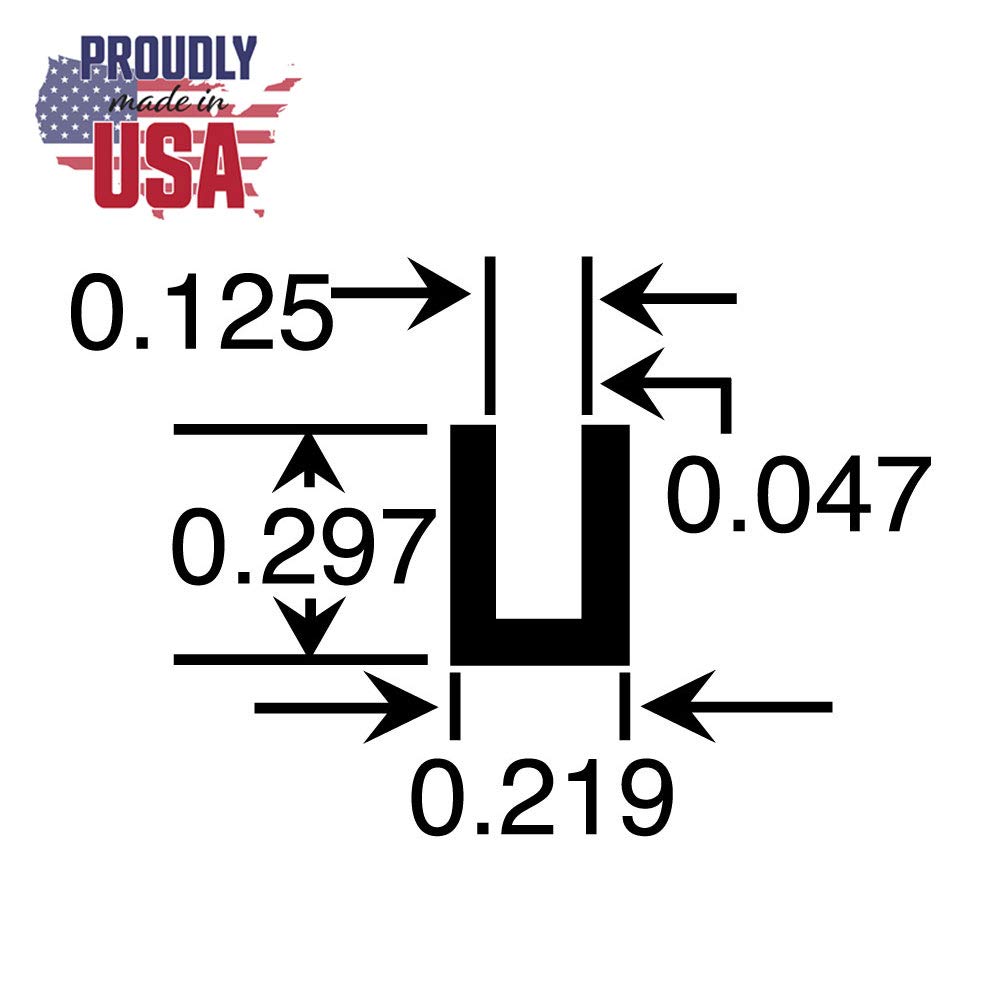 Outwater Polished Finish 1/8'' Inside Dimension Aluminum U-Channel 48'' Length (Pack of 3) Alu757-P C-Channel