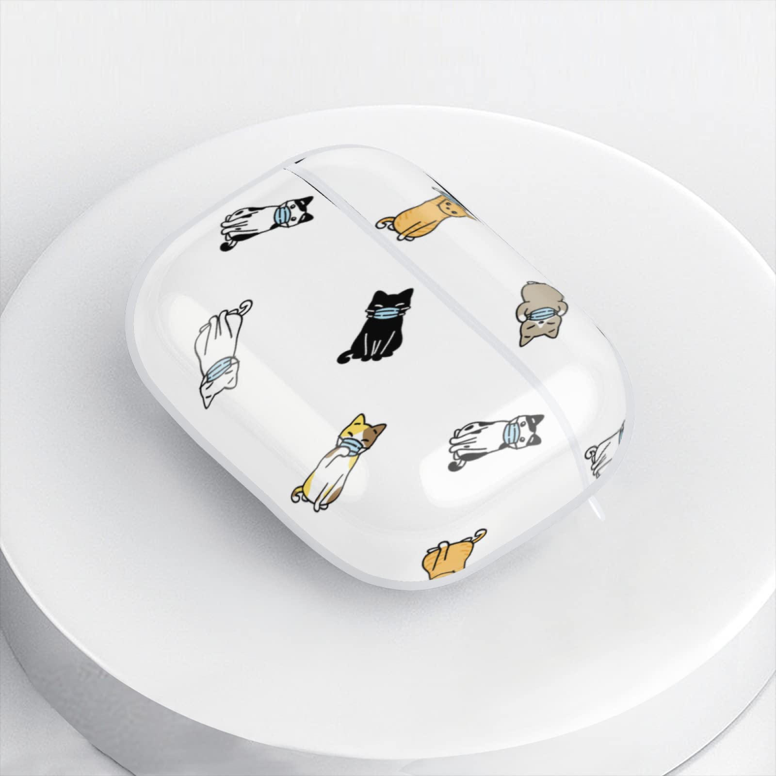 Custodia Silicone Per AirPods Pro 2/1a Gen Con Portachiavi, Gatto Bianco Carino Per Donna E Ragazza