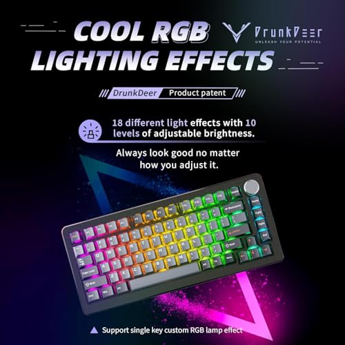 Image of DrunkDeer A75 Pro Rapid Trigger Silent Magnetic Switch Mechanical GamingKeyboard ANSI Adjustable Actuation HE Hall Effect RGB PBT Keycap 75% TKL 82Keys Wired Cherry Profile USB with Knob