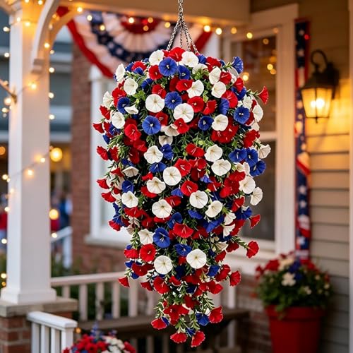 Panier de fleurs tricolore résistant aux UV décoration extérieure commémorative Teksome